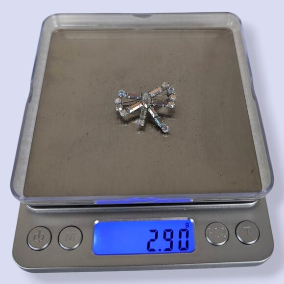 Vintage B David Rhinestone Bow Brooch - Picture 7 of 7